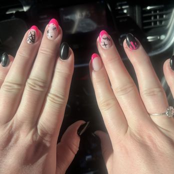 Best Nails & Lashes - The fill she got done, hand painted design and stickers! - Nail Salons Near Me - Chandler, Arizona Best Nails & Lashes - The fill she got done, hand painted design and stickers! - Nail Salons Near Me - Chandler, Arizona