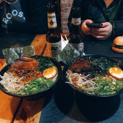 Mutenroshi - Left (spicy ramen) Right (beef ramen)