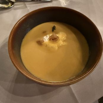 1870 Restaurant and Bar - Butternut squash soup with croutons and creme fraiche - Steakhouses Near Me - Midlothian, Virginia 1870 Restaurant and Bar - Butternut squash soup with croutons and creme fraiche - Steakhouses Near Me - Midlothian, Virginia