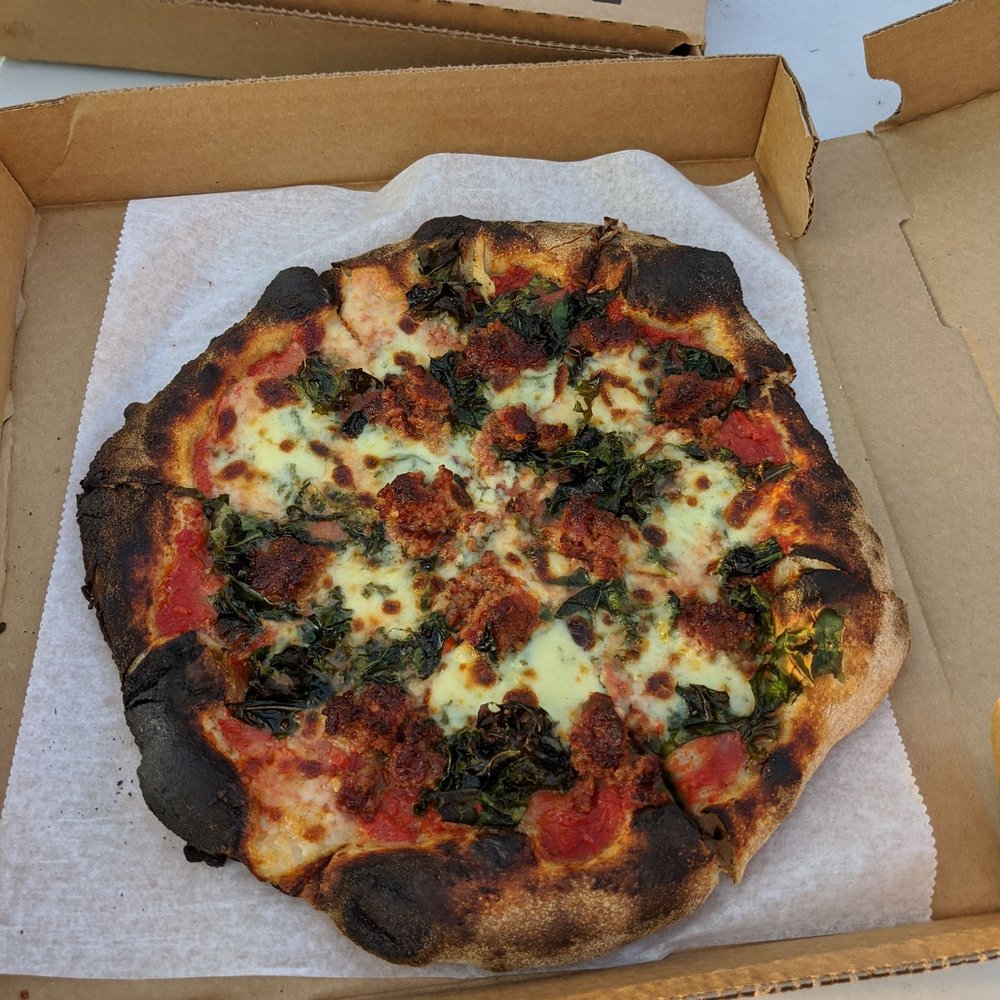 The Laundrette - My favorite. Kale and some kind of sausage meat - Pizza Near Me - Narrowsburg, New York The Laundrette - My favorite. Kale and some kind of sausage meat - Pizza Near Me - Narrowsburg, New York