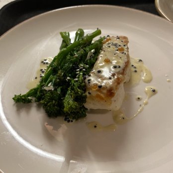 The Clock N8 - Atlantic Code broccoli and three caviar sauce - Modern European Near Me - London, XGL The Clock N8 - Atlantic Code broccoli and three caviar sauce - Modern European Near Me - London, XGL