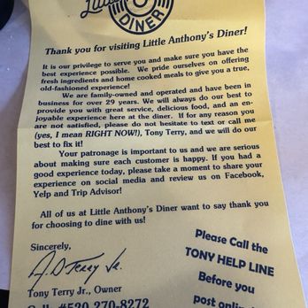 Little Anthony's Diner - Wow! This owner definitely cares about their service & I love that! - American Near Me - Tucson, Arizona