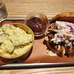 South End Smokehouse - Bbq Chicken sandwich and potato salad
