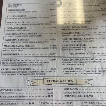 Sierra Grande Resturant - Lunch and dinner menu - American Near Me - Des Moines, New Mexico