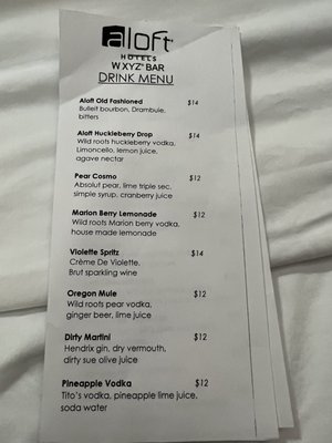 Menu photo 1 W XYZ Bar Portland, OR Menu photo 1 W XYZ Bar Portland, OR