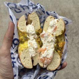Jalapeno cheddar bagel with Lox Spread Jalapeno cheddar bagel with Lox Spread