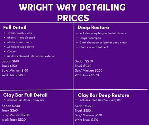 Prices - Our Packages Prices - Our Packages