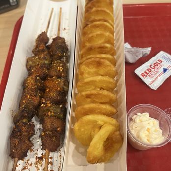 168 Asian Mart - Chicken skewers and potato tornado from Yuany Ang - International Grocery Near Me - Madison Heights, Michigan