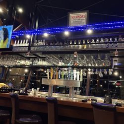 A view of the draft beers at the bar.
