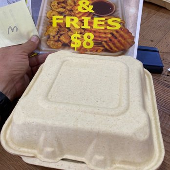 Kickin Chicken Mobile - Chicken and waffle fries - in a cardboard box (box is empty due to hungry photographer) - Food Trucks Near Me - Columbus, Ohio Kickin Chicken Mobile - Chicken and waffle fries - in a cardboard box (box is empty due to hungry photographer) - Food Trucks Near Me - Columbus, Ohio