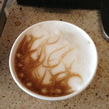 Batavia Cafe - My latte with some artwork done!! - Cafes Near Me - Summit, New Jersey