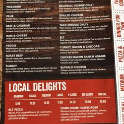 Fox's Pizza Den - Menu
