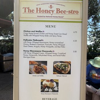 The Honey Bee-stro - The honey bee-stro menu at Disney Epcot 2023 flower and garden festival - Desserts Near Me - Orlando, Florida