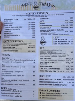 Menu photo 2 Baker & Commons Berkeley, CA