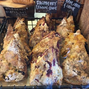 Fire Island Rustic Bakeshop - The ham/cheddar/chive scone on the right - ALWAYS superb. - Bakeries Near Me - Anchorage, Alaska