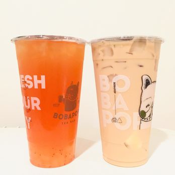 BoBaPoP - Sunrise Tea (left) + Milk Tea w/ Egg & Milk Pudding (rt) - Coffee & Tea Near Me - San Gabriel, California BoBaPoP - Sunrise Tea (left) + Milk Tea w/ Egg & Milk Pudding (rt) - Coffee & Tea Near Me - San Gabriel, California