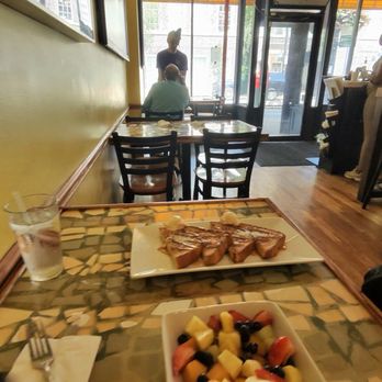 Batter & Berries - Fruit bowl next to caramel French toast - Breakfast & Brunch Near Me - Chicago, Illinois