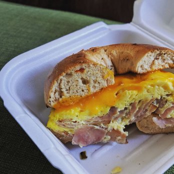 Bagelry & Bistro - Inside of egg, cheese with ham - Bagels Near Me - Garden Grove, California