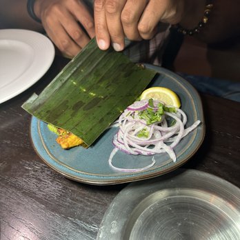 Pappe - Branzino in banana leaf appetizer - Indian Near Me - Washington, DC, District of Columbia