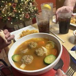 Yummy huge abondigas soup ! Yummy huge abondigas soup !