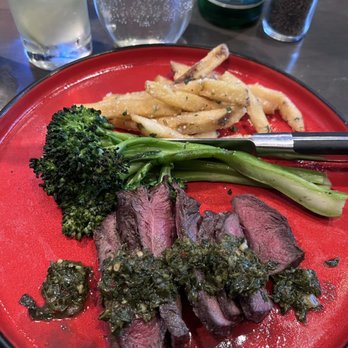 Makers Union - Steak with chimichurri, broccolini, parmesean fries. - Pubs Near Me - Reston, Virginia