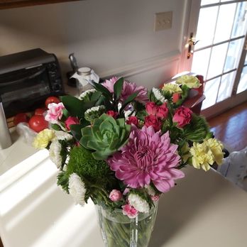 UrbanStems - What arrived, carnations, spray roses, and a succulent. Very disappointing. - Florists Near Me UrbanStems - What arrived, carnations, spray roses, and a succulent. Very disappointing. - Florists Near Me
