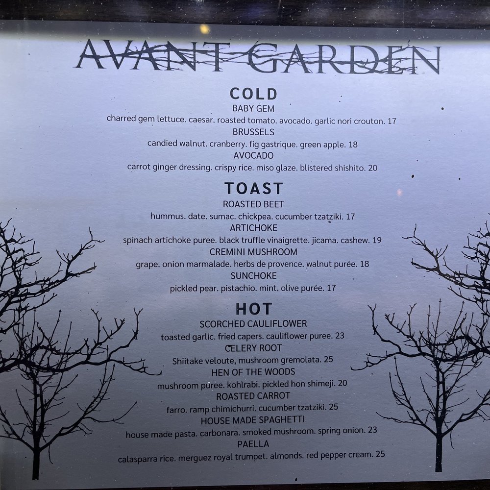Avant Garden - Menu - New American Near Me - New York, New York