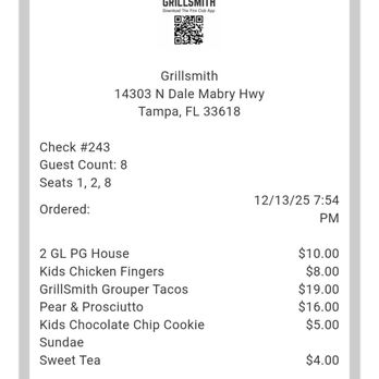 Grillsmith - Carrollwood - The delicious food we had! - Steakhouses Near Me - Tampa, Florida