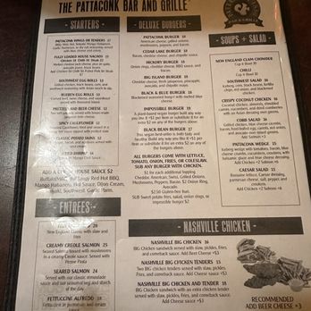 Pattaconk 1850 Bar and Grille - Food menu - Bars Near Me - Chester, Connecticut Pattaconk 1850 Bar and Grille - Food menu - Bars Near Me - Chester, Connecticut