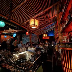 Adrift Tiki Bar - Scenes from the bar with Trader Vin behind the stick