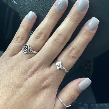 Modern Nails - Dip on my regular nails, color 259 (stone gray) and color 157 (silver glitter) $35 - Nail Salons Near Me - Frisco, Texas