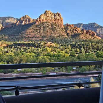 The Vault Uptown - View from our patio table - New American Near Me - Sedona, Arizona The Vault Uptown - View from our patio table - New American Near Me - Sedona, Arizona