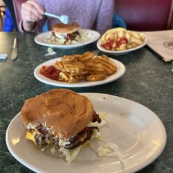 Lucy's Diner - Double 1/4 bacon Cheeseburger. Amazing Fries