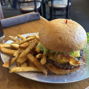 Brick's - Brick burger (comes with cheese) $16.50. Bacon $2.50 extra. - New American Near Me - Placerville, California