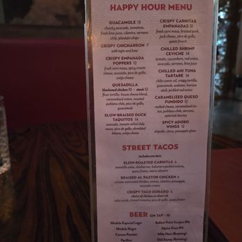 RED O - Menu -- Happy Hour (February 2026) - Mexican Near Me - San Diego, California