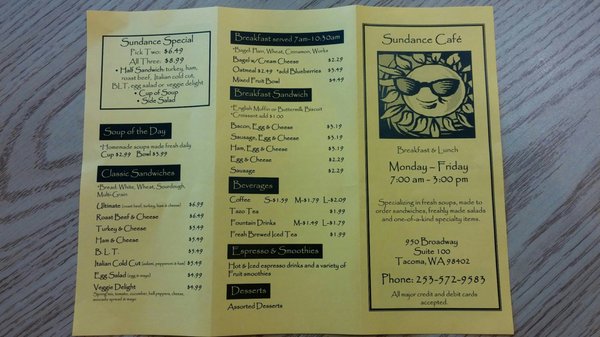 Menu photo 5 Sundance Cafe Tacoma, WA