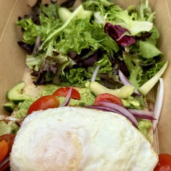 Blvd Cafecito - The meal - Avocado Toast and a mixed greens salad. - Coffee & Tea Near Me - Burbank, California