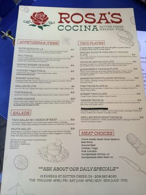 Menu photo 2 Rosa’s Cocina Sutter Creek, CA Menu photo 2 Rosa’s Cocina Sutter Creek, CA