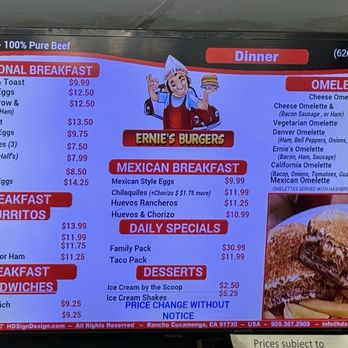 Ernie's Burgers - Menu June 2025 - Burgers Near Me - Alhambra, California Ernie's Burgers - Menu June 2025 - Burgers Near Me - Alhambra, California