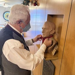 Unitarian Universalist Church of Bloomington - Normal - Jon Johnston giving Jesse Fell a makeover.