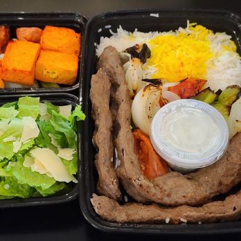 Panini Kabob Grill - Ceasar salad, tofu skewer, and beef koobideh - Mediterranean Near Me - Mission Viejo, California Panini Kabob Grill - Ceasar salad, tofu skewer, and beef koobideh - Mediterranean Near Me - Mission Viejo, California