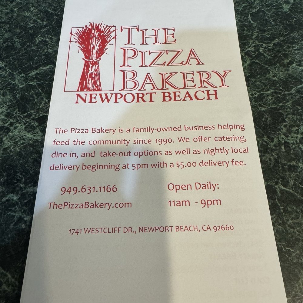 The Pizza Bakery - Menu - Pizza Near Me - Newport Beach, California The Pizza Bakery - Menu - Pizza Near Me - Newport Beach, California