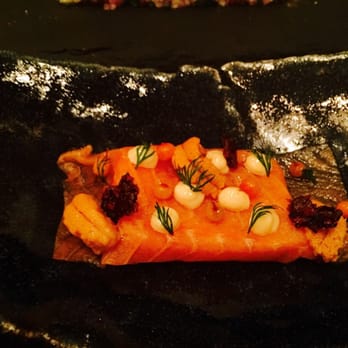 Aquavit - Dry Cured Gravlax (Sea Buckthorn, Sea Urchin, Coffee) - Scandinavian Near Me - New York, New York