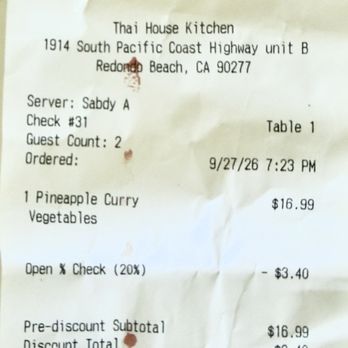 Thai House Kitchen - They had the 20% off discount still - Thai Near Me - Redondo Beach, California Thai House Kitchen - They had the 20% off discount still - Thai Near Me - Redondo Beach, California