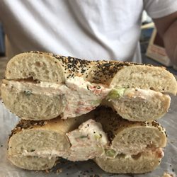 Denville Bagel & Deli - Everything bagel toasted with scallion and lox cream cheese