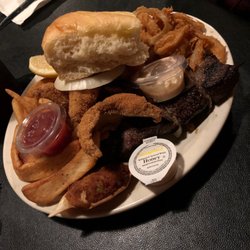 Biscuits Steakhouse - Here's an aerial view of my meal. I ordered their 'scrap plate', a little bit of everything.  I think it weighed more than me. Yummy!