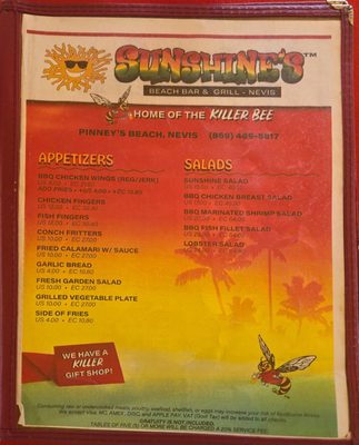 Menu photo 1 Sunshine Grill St Kitts, SA Menu photo 1 Sunshine Grill St Kitts, SA