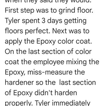 Upstate Concrete Coatings - a text message from a customer - Flooring Near Me Upstate Concrete Coatings - a text message from a customer - Flooring Near Me