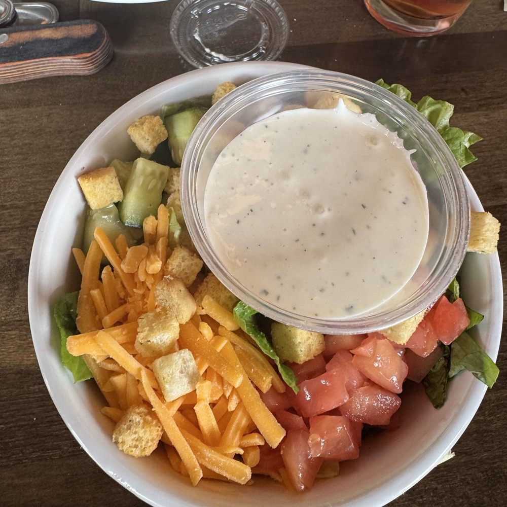Five Spur Steakhouse - side salad with ranch dressing - Seafood Near Me - Cherryville, North Carolina Five Spur Steakhouse - side salad with ranch dressing - Seafood Near Me - Cherryville, North Carolina