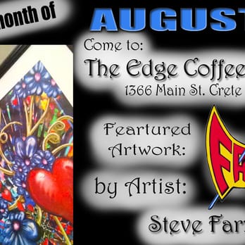The Edge - I love it!! Great atmosphere of awesome artwork, paired with great coffee & of course the white chocolate raspberry scone!!! - Coffee & Tea Near Me - Crete, Illinois